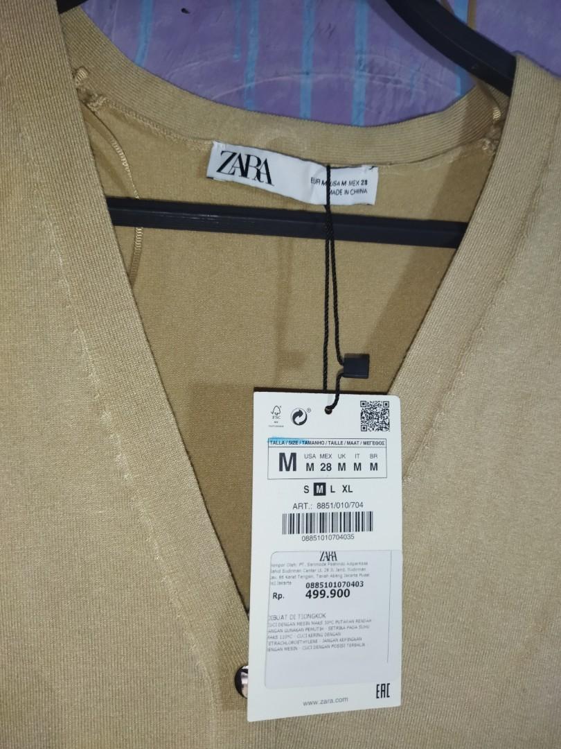 ZARA SS 22 NEW ARRIVAL STORE KNIT VEST WITH BUTTON GOLD