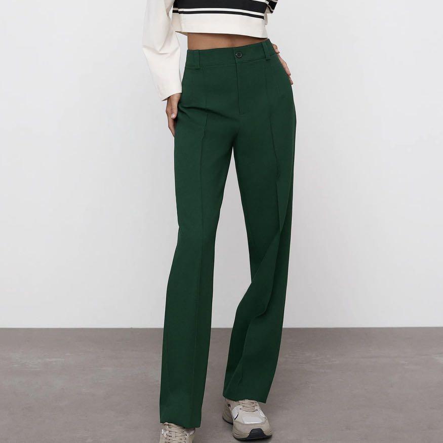 NWOT Zara high waisted green pants | High waisted pants outfit, Zara  trousers, Outfits