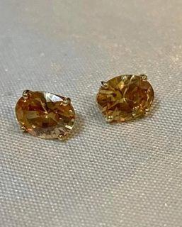 18K Citrine Earrings “Abundance Stone or Money Stone”  with Certificate “Solid Gold” weight: 1.1 -1.2 grams