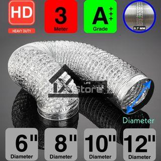3 Meter Heavy Duty Exhaust Fan Hose (Sliver Colour)(3 Meter) 加厚 加硬 排风铝箔管 3米长
