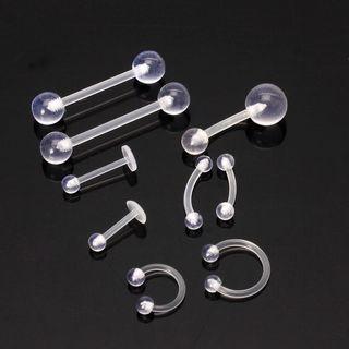 9pcs clear UV Acrylic Nose Stud | eyebrow ring | body piercing  9 pcs set, acryclic hypoallergenic  * eyebrow barbell * lip piercing * nose ring * nipple barbell * tongue ring * belly ring