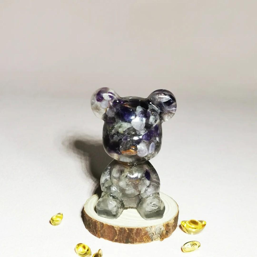 水晶小熊/天然水晶碎石小熊/母親節禮物/禮物/小擺件, 女裝, 飾物及配件 