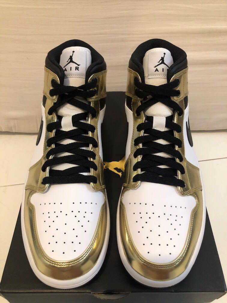 Air Jordan 1 Mid SE Metallic Gold Black White US 11 Men s Fashion