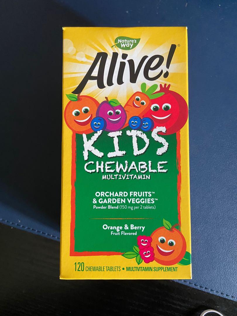 Alive! Kids Chewable Multivitamin, Health & Nutrition, Health ...