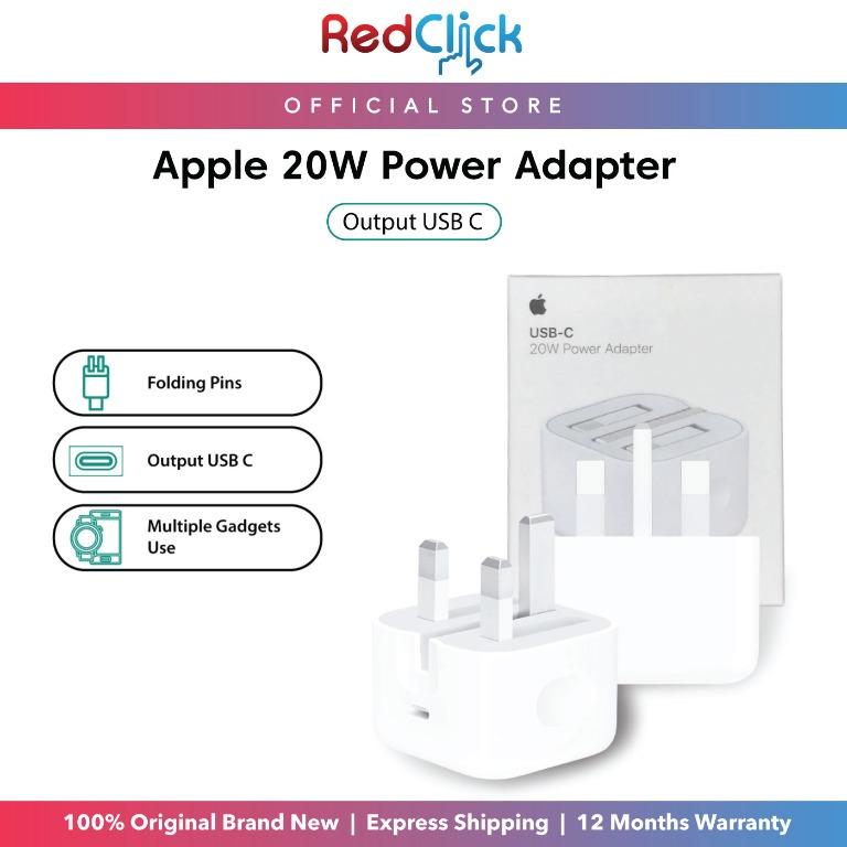 Apple 20W Fast Charge PD USBC 3 Pin Malaysia Travel Power Adapter Original Apple Product