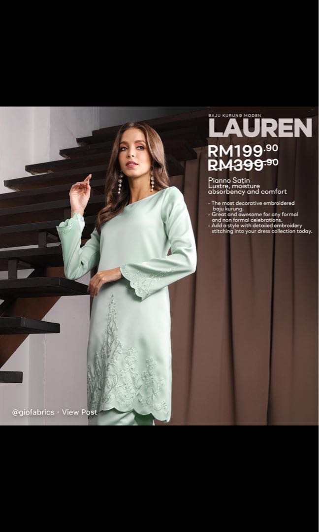 Baju Raya/Convo/Tunang Mint Green (ROYAL DUTCH PREMIUM), Women's