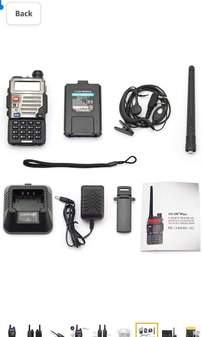 BAOFENG UV-5R+ Plus Two Way Radio, Long Range for Adults Rechargeable with  Earpiece, Walkie Talkie for Outdoors, 144-148 420-450MHz, Qualette Series,  Black, Mobile Phones  Gadgets, Walkie-Talkie on Carousell