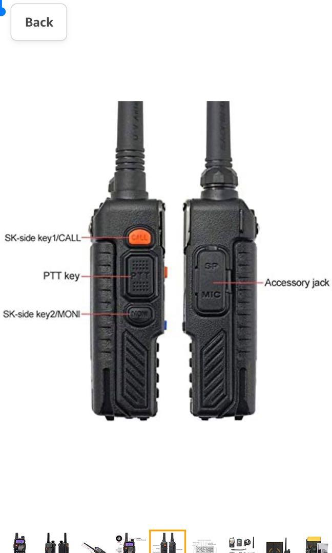 Ham Radio UV-5R 8W Handheld Walkie Talkie with 3800mAh Rechargeable Batterie, Dual-Band 2-Way Radio Complete Set with Earpiece and Programming Cable - 4