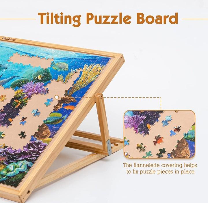 Jigitz 1000 Piece Wooden Jigsaw Puzzle Board - 22 x 30 Inch Jigsaw Puzzle  Table with 4 Drawers Standard Puzzle Plateau Puzzle Storage Table