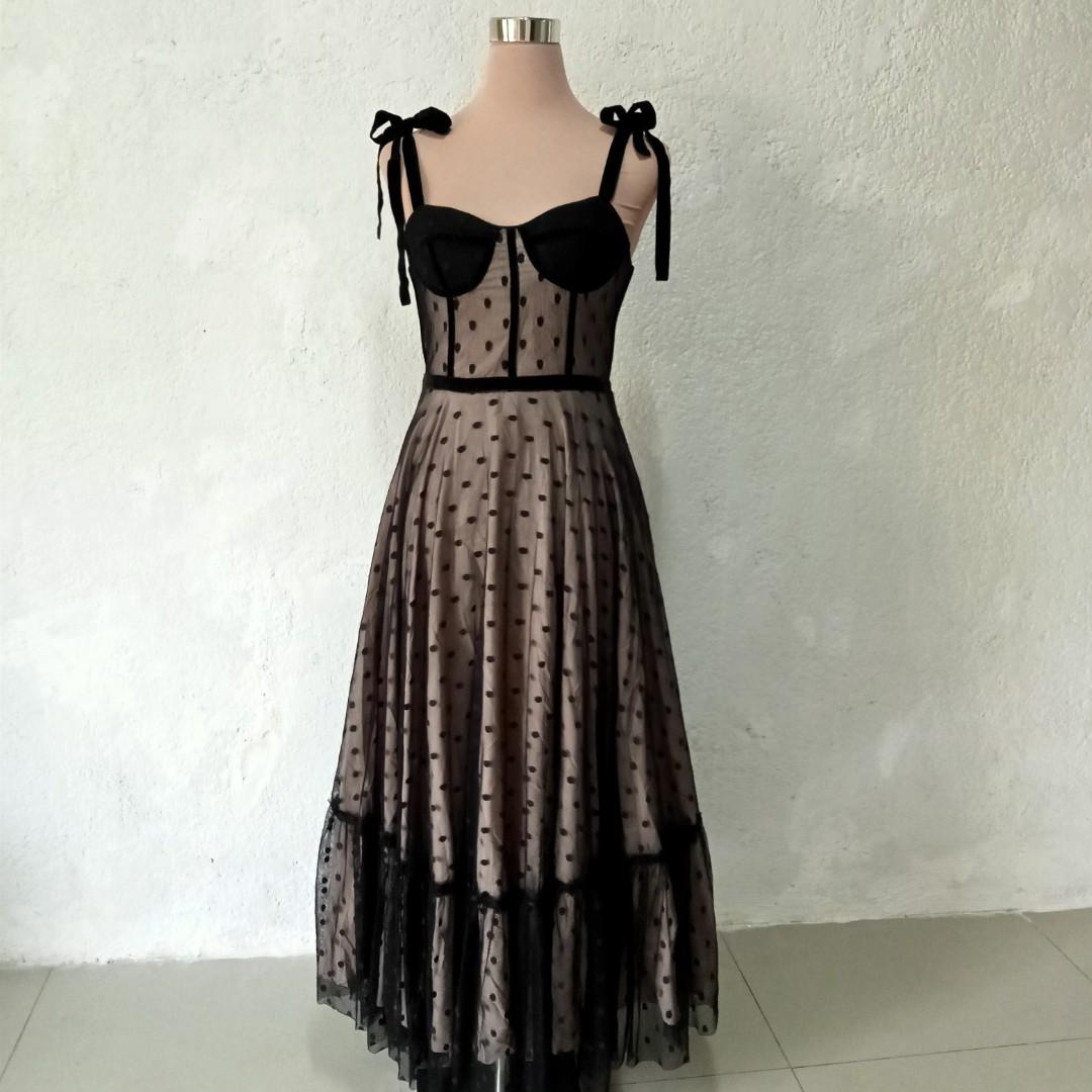 Lace overlaid nude lining dress main image 0