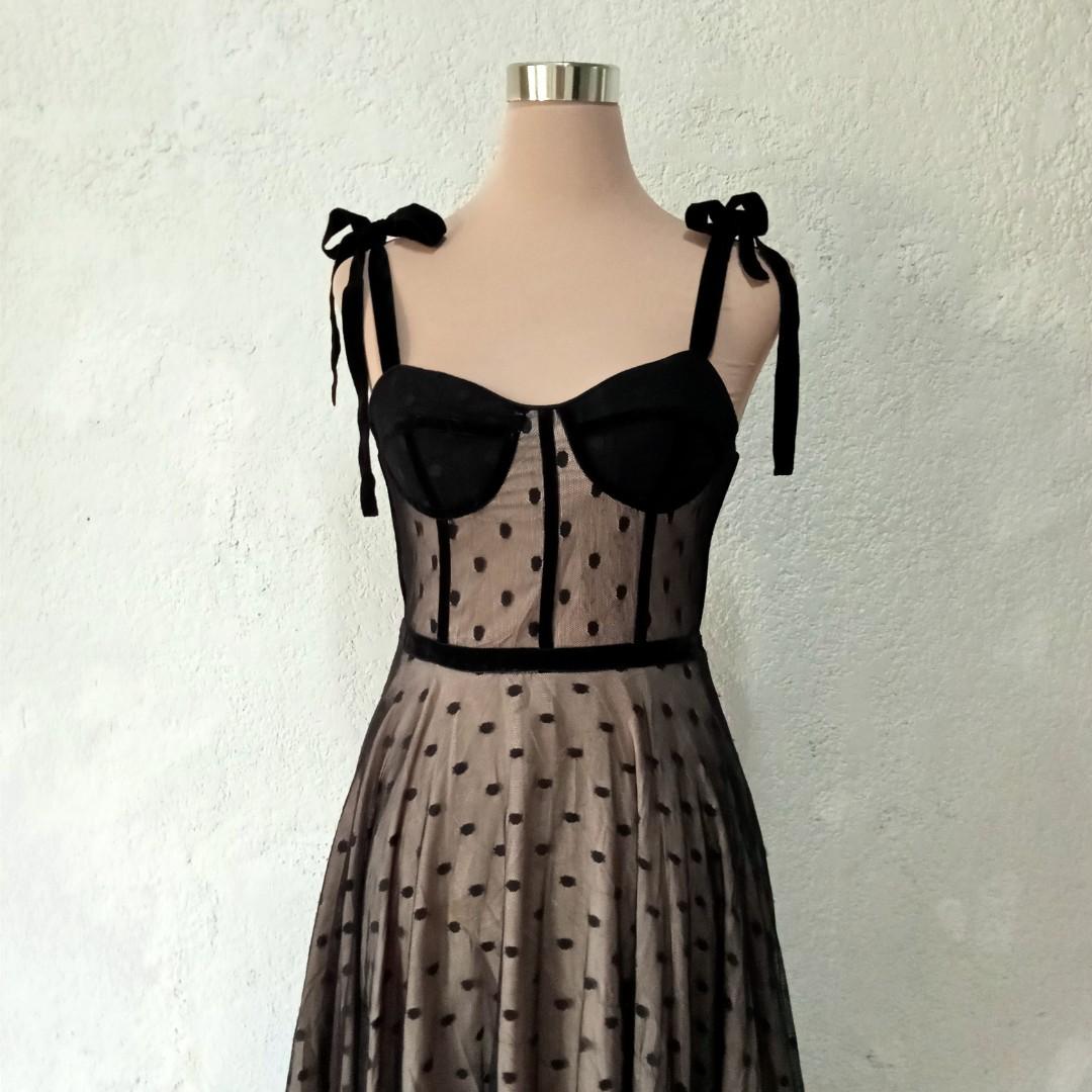 Lace overlaid nude lining dress