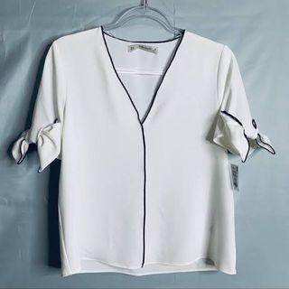 Zara Basic Bow Slevee Blouse