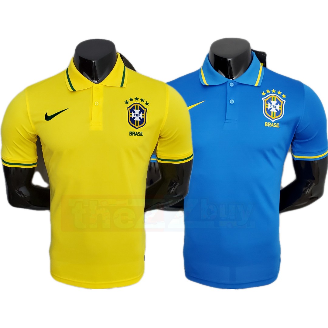 Brazil Polo blue yellow t shirt Football Jersey Soccer Jersey t shirt Men s Fashion Tops Sets Tshirts Polo Shirts on Carousell