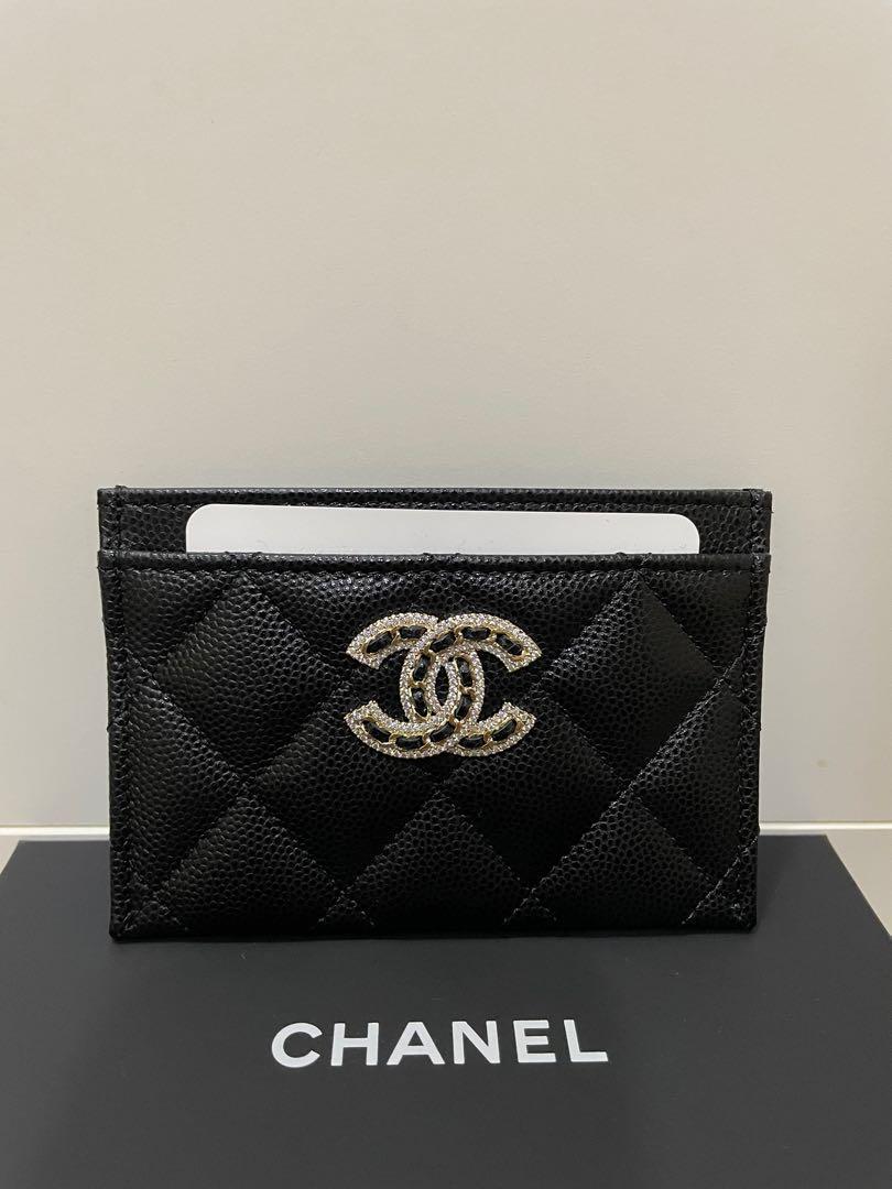 Chanel 22s Black Caviar Flat Card Case Wallet Card Holder Bling Crystal  Logo not 22a, Luxury, Bags & Wallets on Carousell