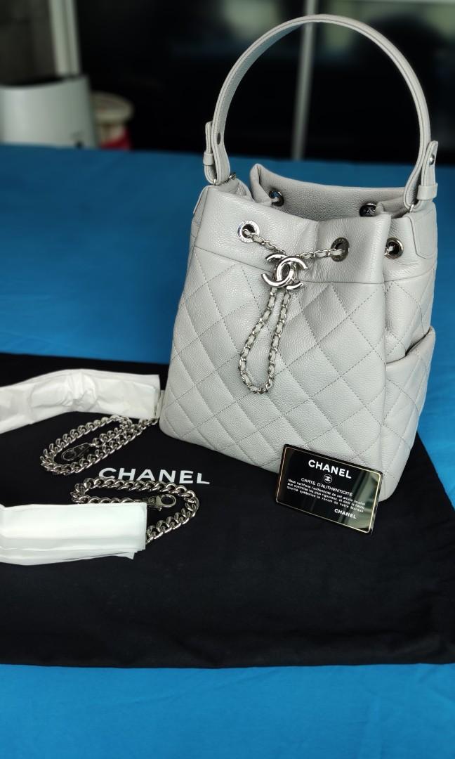 Chanel Grey Quilted Lambskin Leather Drawstring Chain Bucket Bag, Women's  Fashion, Bags & Wallets, Shoulder Bags on Carousell