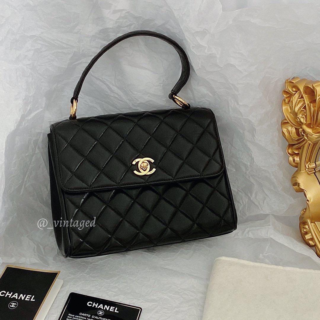 Chanel Vintage Quilted Top Handle Kelly Bag Luxury Bags