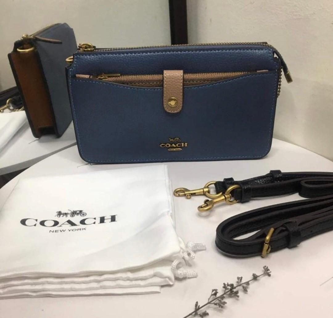 coach pebble pop up crossbody wallet
