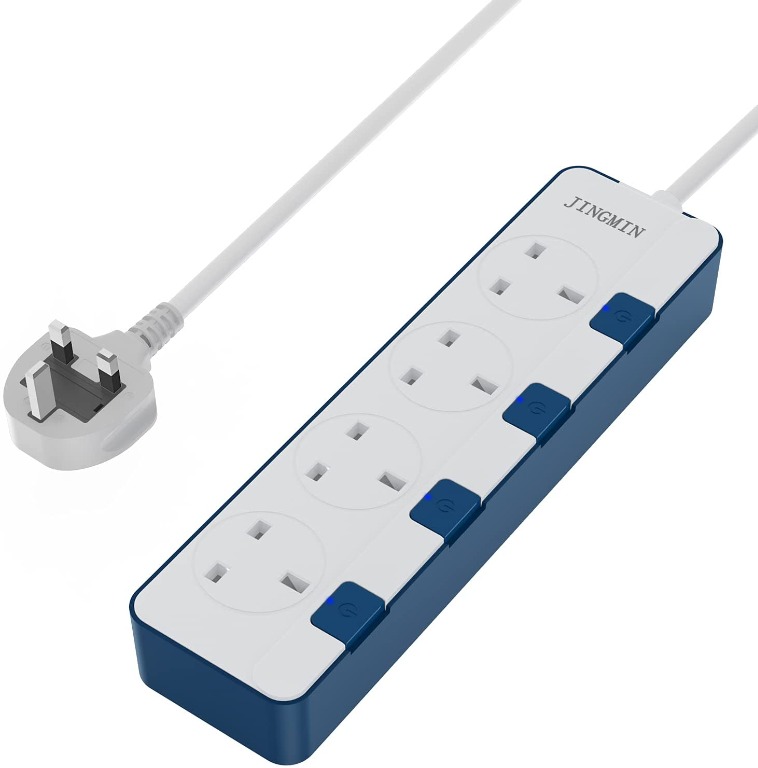 Extension Lead with Switch, 4 Way Extension Socket Multi Plug 1.6M ...