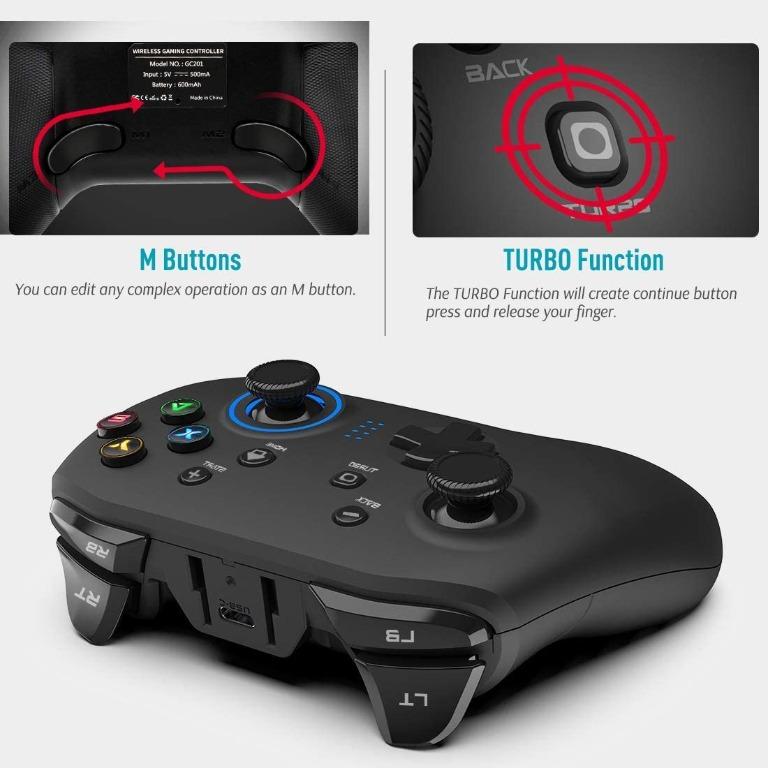 GC201 Wireless Gaming Controller, DualVibration Joystick Gamepad