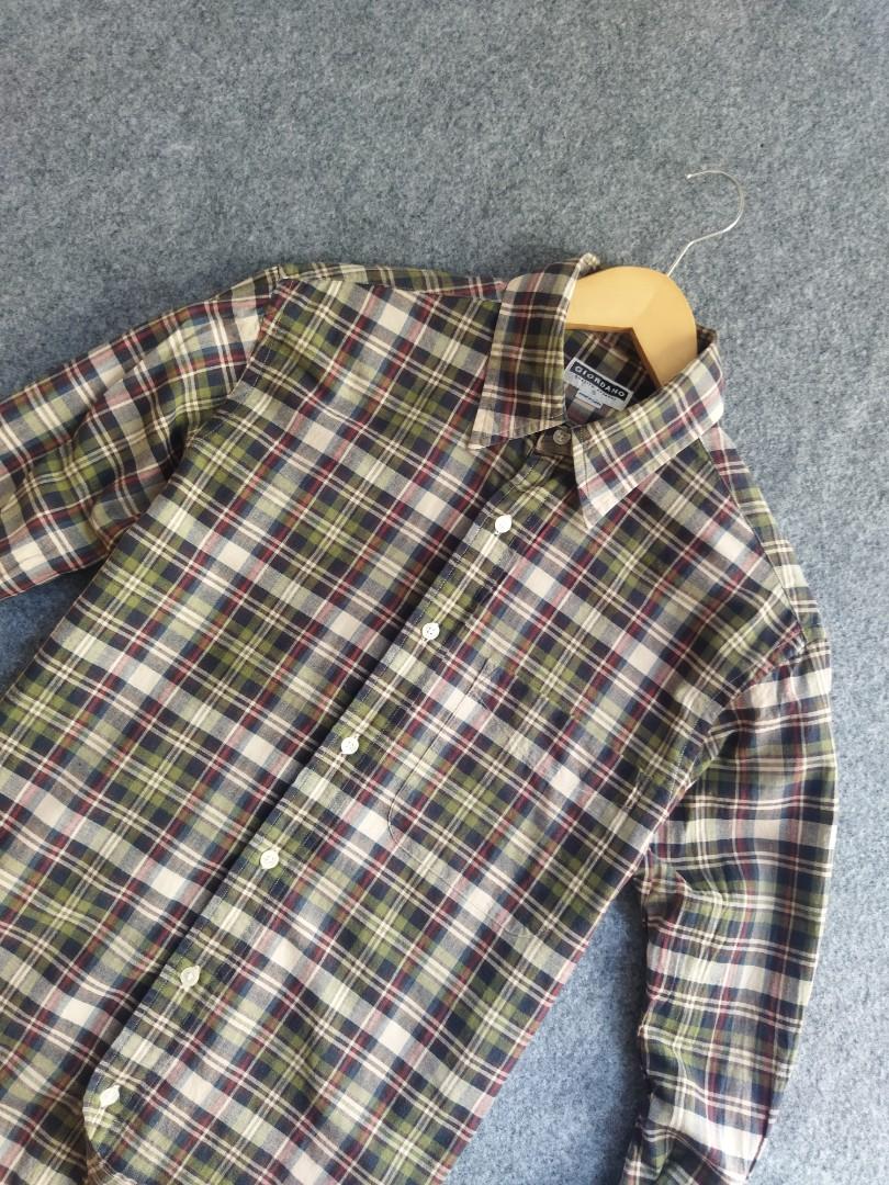 Giordano Plaid Shirt, Fesyen Pria 