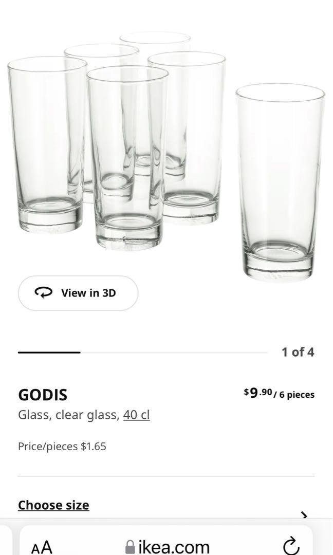 GODIS Glass, clear glass, Height: 6 Package quantity: 6 pack - IKEA