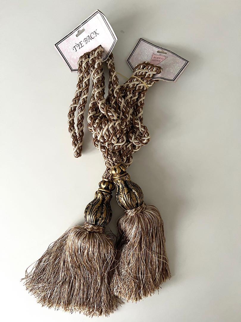 Golden Curtain Tiebacks (Pair), Furniture & Home Living, Home Decor
