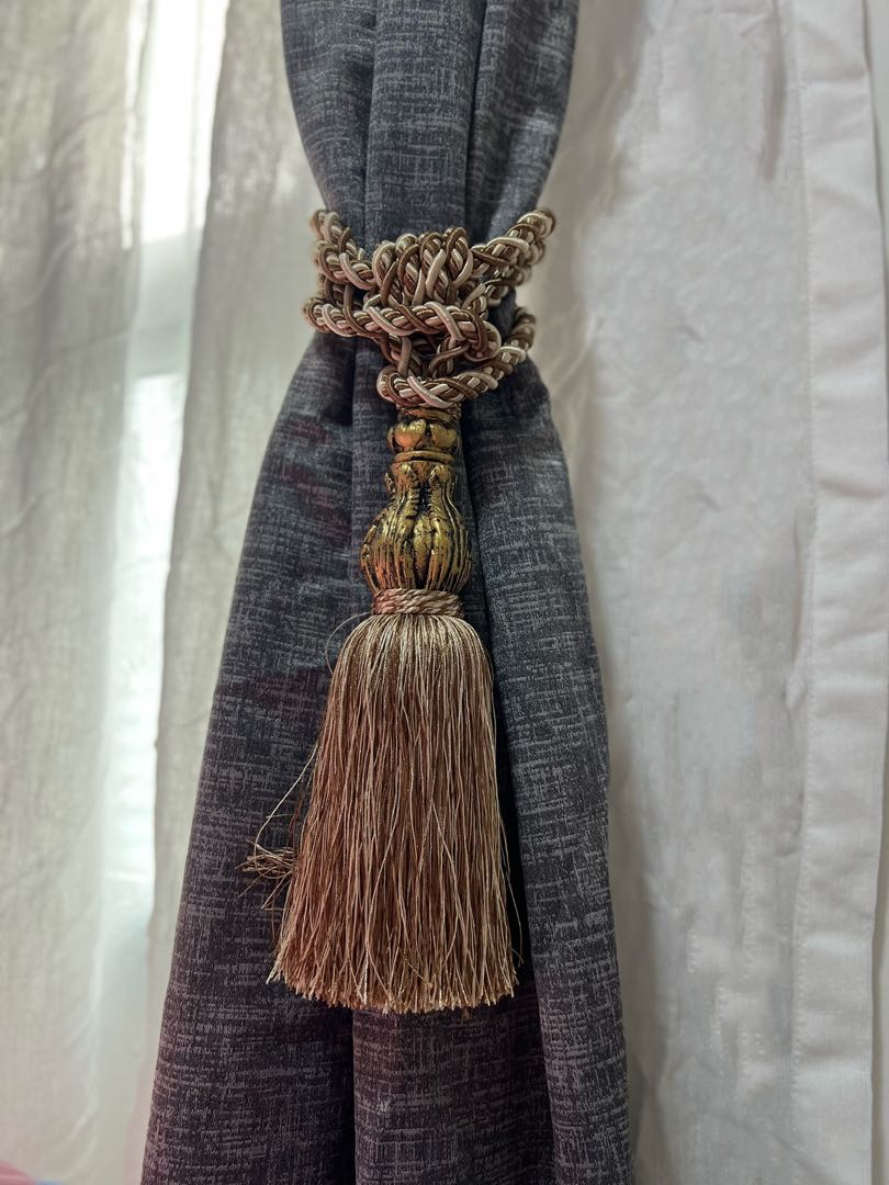Golden Curtain Tiebacks (Pair), Furniture & Home Living, Home Decor
