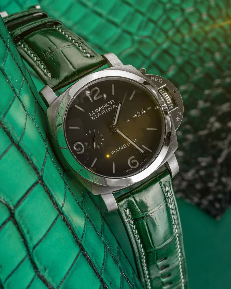 Handmade Handstitched Watch Strap In Green Crocodile Leather For Client s Panerai PAM00312 Watch