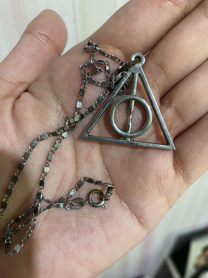 925 Sterling Silver WhitePendant Necklace Men Woman Harry Potter Deathly  Hallows | eBay