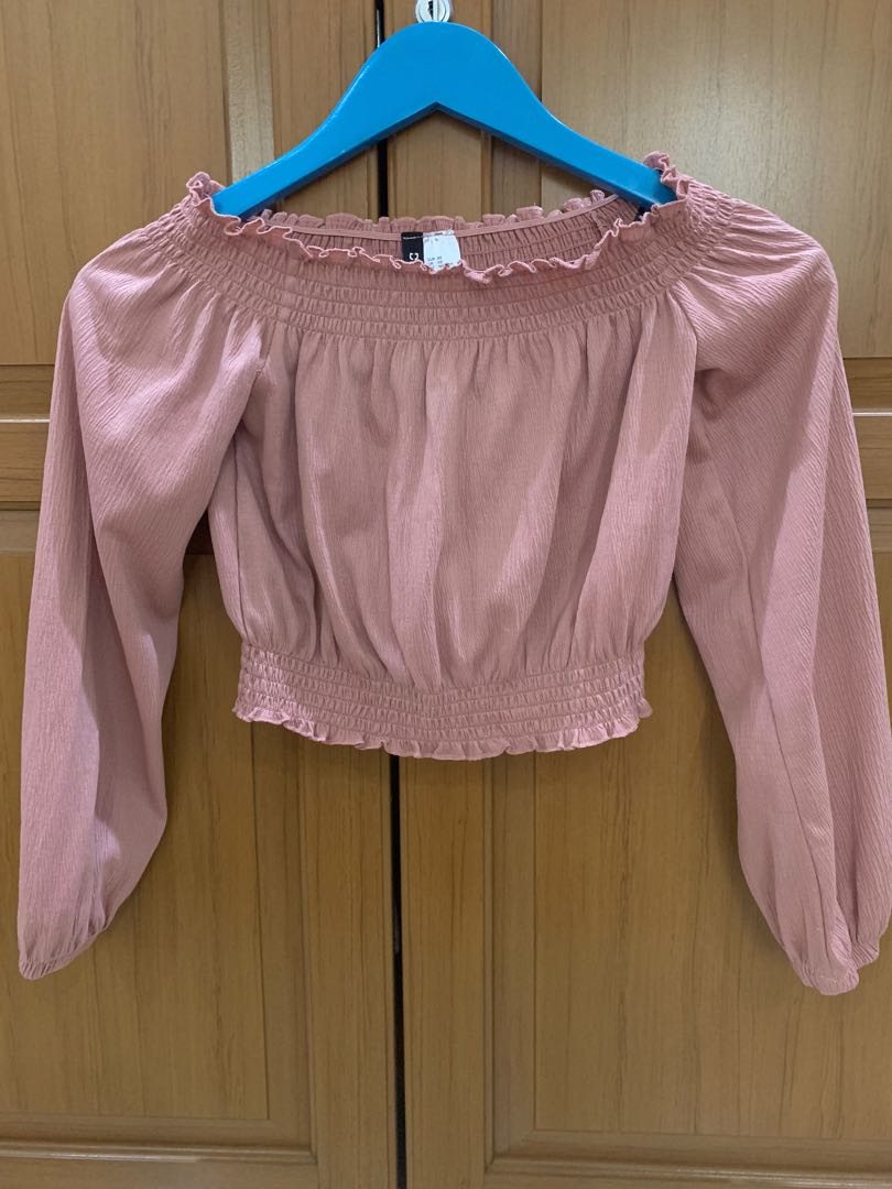 Pink Off-Shoulder Top, Fesyen Wanita 
