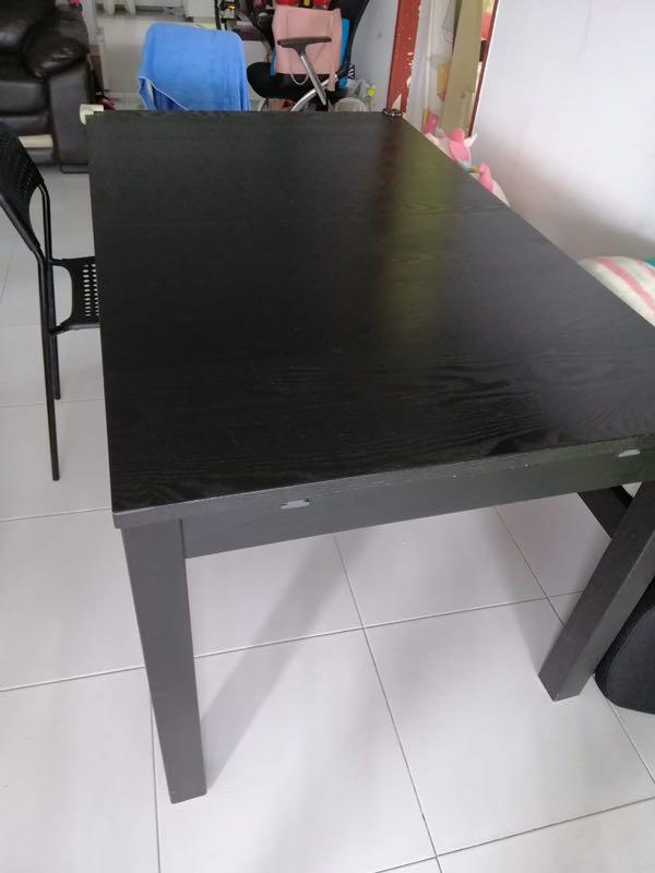 Ikea black EXTENDABLE dining table 140cm x 84cm, Furniture & Home