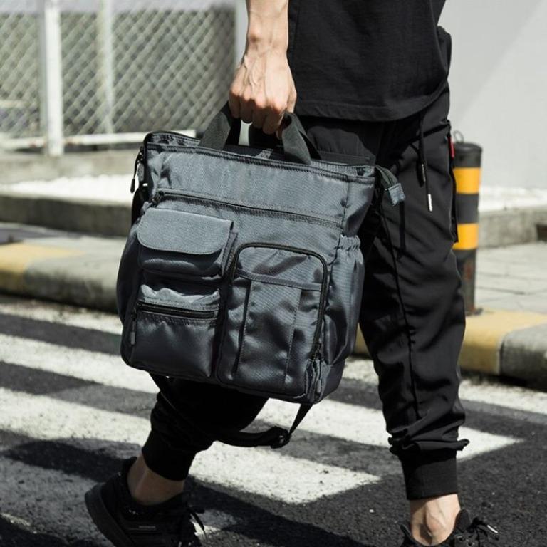 IN STOCK Tote Bag Men Crossbody Messenger Business Hand Bag Male Single Shoulder Bags Urban Daily Carry Bag Pack Multiple Pocket