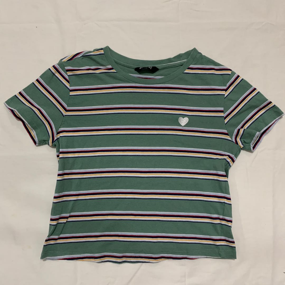 Jayjays green striped top, Women's Fashion, Tops, Blouses on Carousell