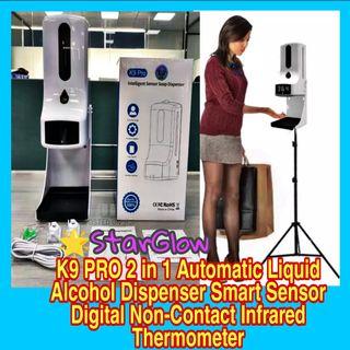 K9 PRO 2 in 1 Automatic Liquid Alcohol Dispenser Smart Sensor Digital Non-Contact Infrared Thermometer
