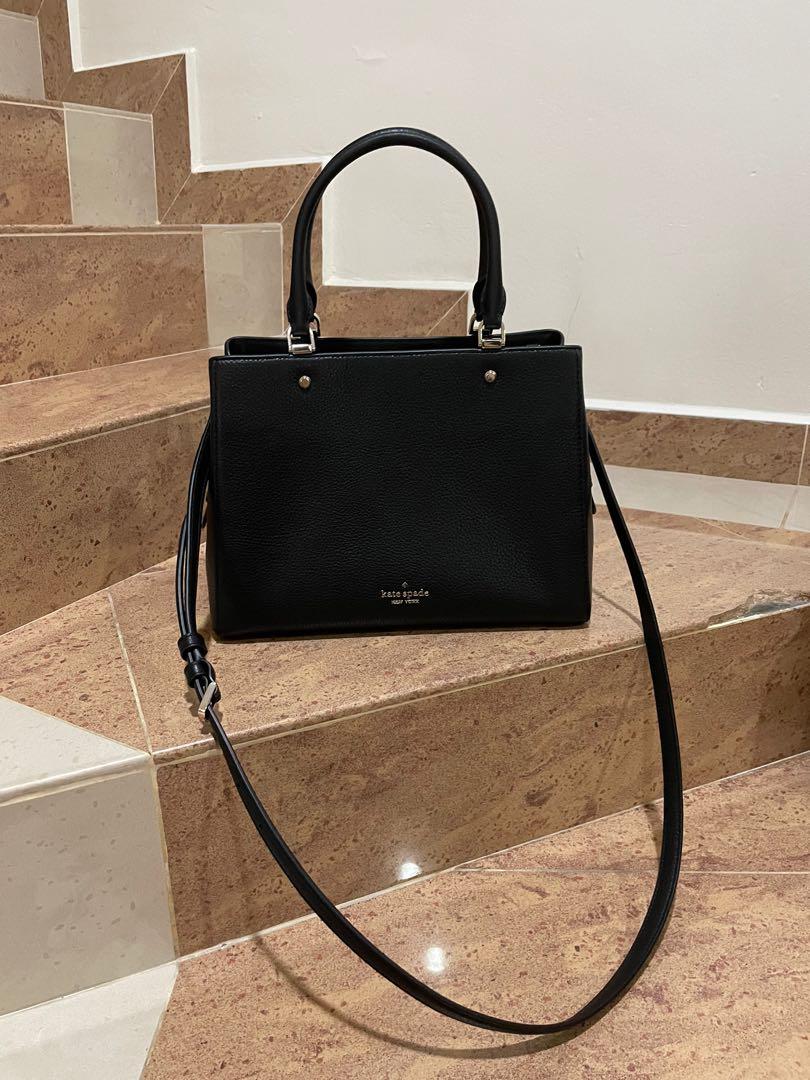 Kate Spade Leila Medium Triple Compartment Satchel Bag in Black, Luxury,  Bags & Wallets on Carousell