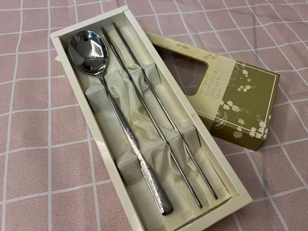 Korea spoon and Chopstick stainless steel, Furniture & Home Living