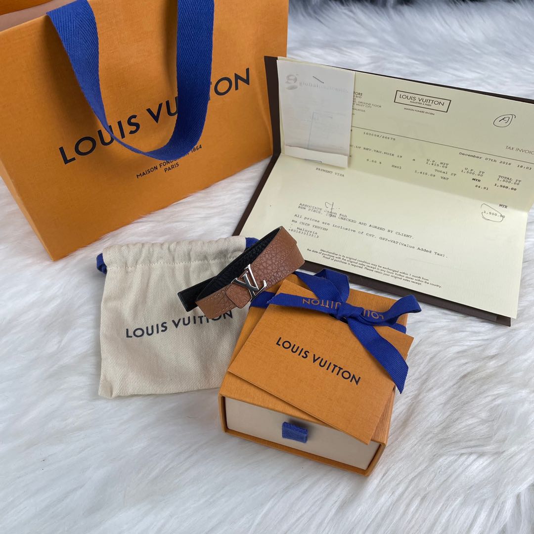 Louis Vuitton Brown/Black Leather Reversible Wrap Bracelet ...