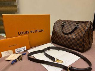 AUTHENTIC Louis Vuitton Speedy 30 Bandouliere Damier Ebene PREOWNED (WBA627)