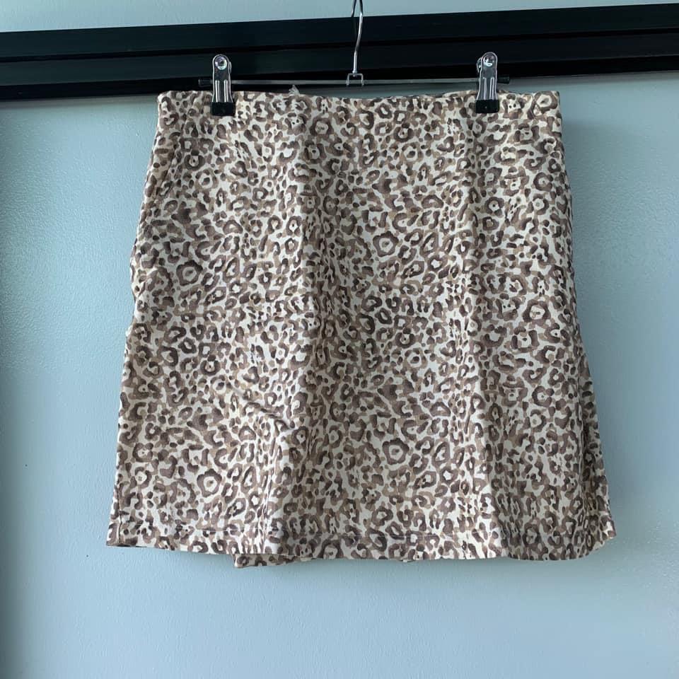 MANGO Leopard Print Linen Mini Skirt, Women's Fashion, Bottoms, Skirts ...