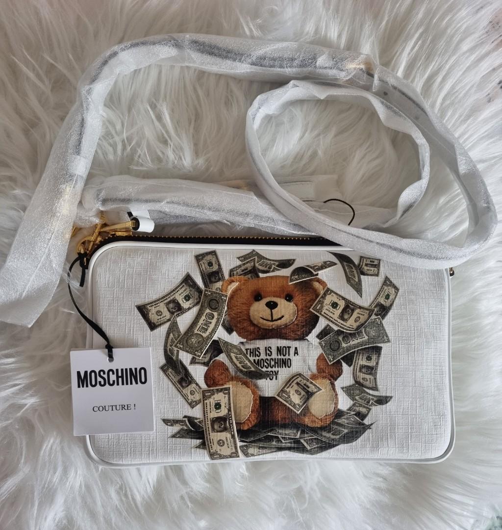 Limited Edition Brand New Authentic Moschino Money Bear Sling Bag White