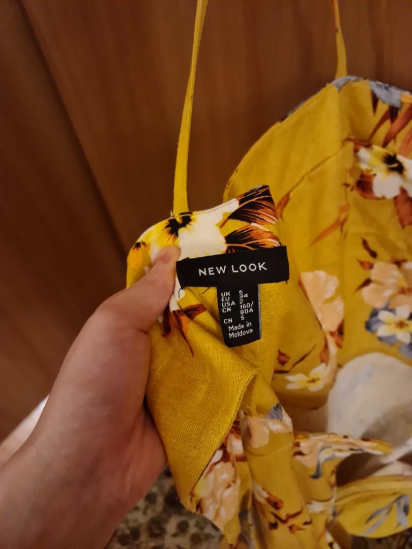 New Look Mustard Yellow Linen Midi Dress Brand New Women s