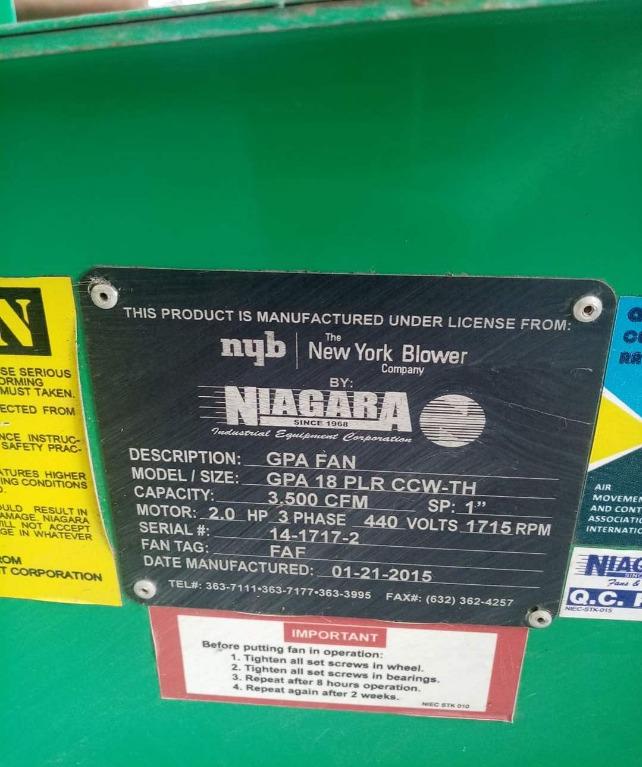 Niagara Exhaust Fan, Commercial & Industrial, Industrial Equipment on