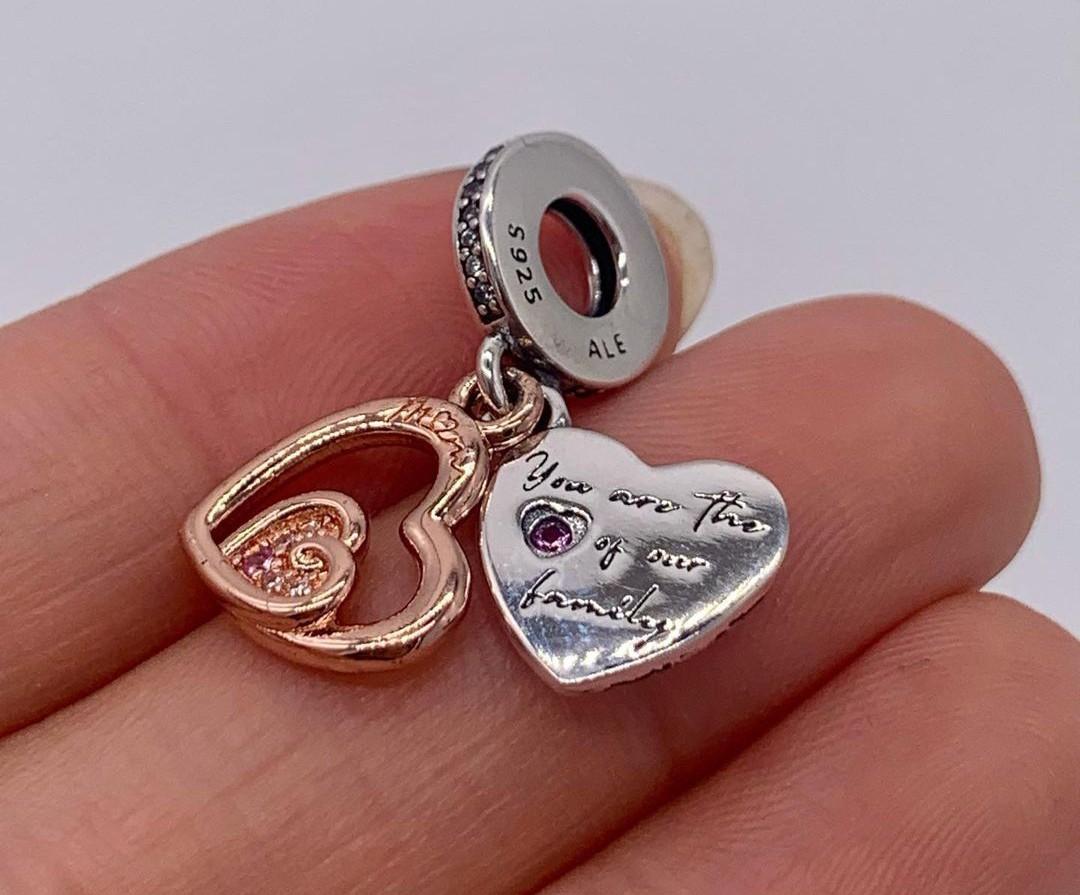 on sale authentic pandora two tone mom heart you are the love of our family dangle charm Women s Fashion Jewelry Organizers Charms on Carousell