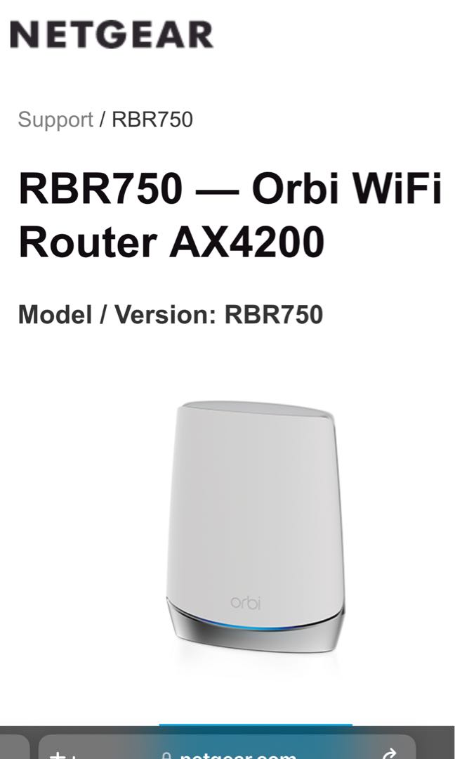 Orbi RBR750 AX 4200 Router, 電腦＆科技, 電腦周邊及配件, Wifi及上網相關產品 Carousell