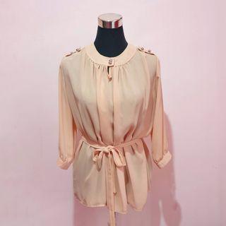 Peach Formal Casual Office Blouse Top