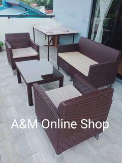 RATTAN INSPIRED DINING TABLE AND SALA SET , COFFEE TABLE