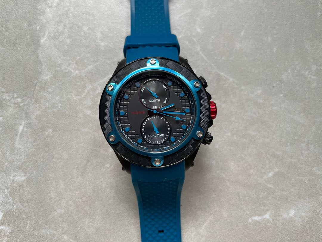Red line dual time watch Men s Fashion Watches Accessories