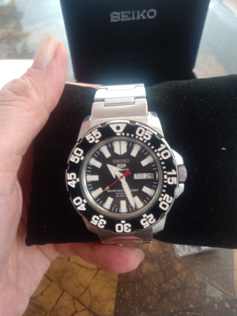 Seiko 5 Sports SNZF51 SNZF51K1 Babymonster Silver Black Dial Rare Item Original