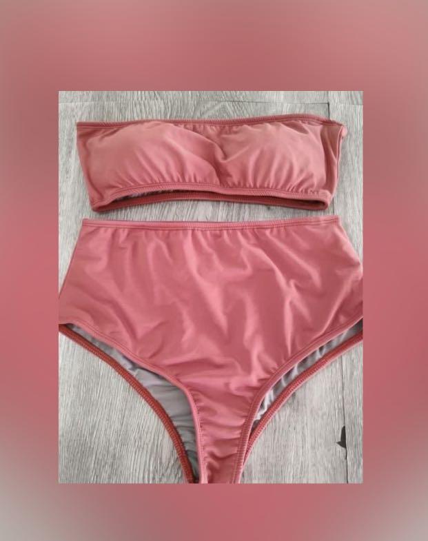 Sew Local Two piece Highwaisted Swimsuit (Category: Bikinis & Swimsuits) located in Pasig City. Submitted by bananaee (Listing ID 1157331532, Image 1). Description: - used once - shade: wildberry (color may cary due to lighting) - fits size small.