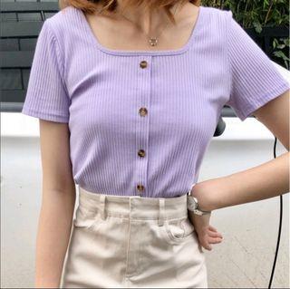 Square collar purple top